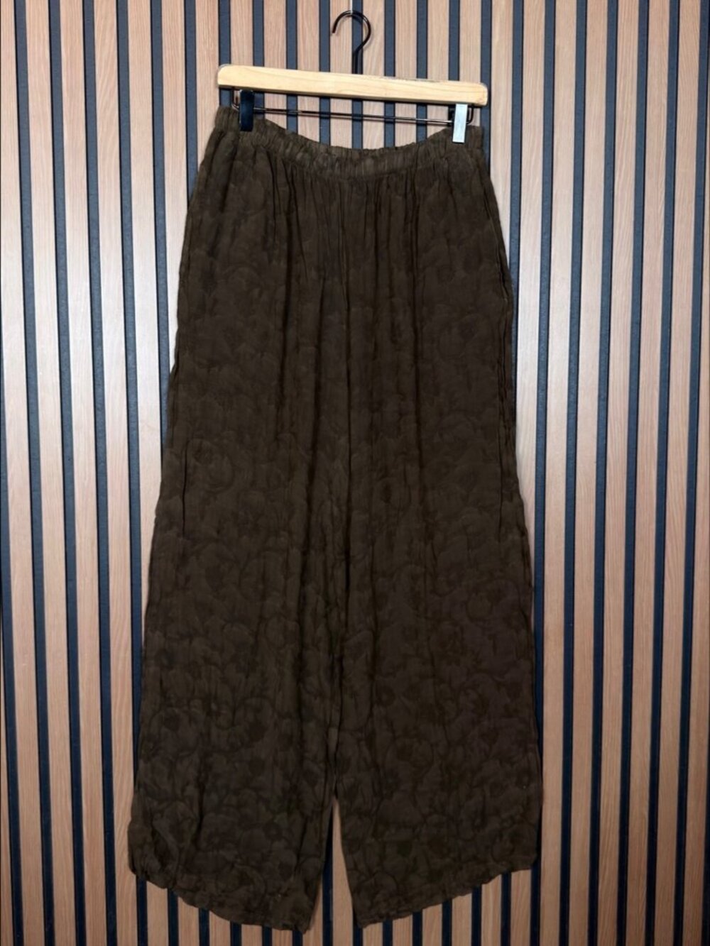 CP Shades Pants Small Brown Wide Leg Geometric Print Luxury Fabric Trousers